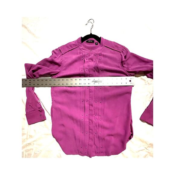 Carlisle Women's 6 Silk Blouse Magenta Silver Stud Button Front Career Top EUC - Picture 7 of 8